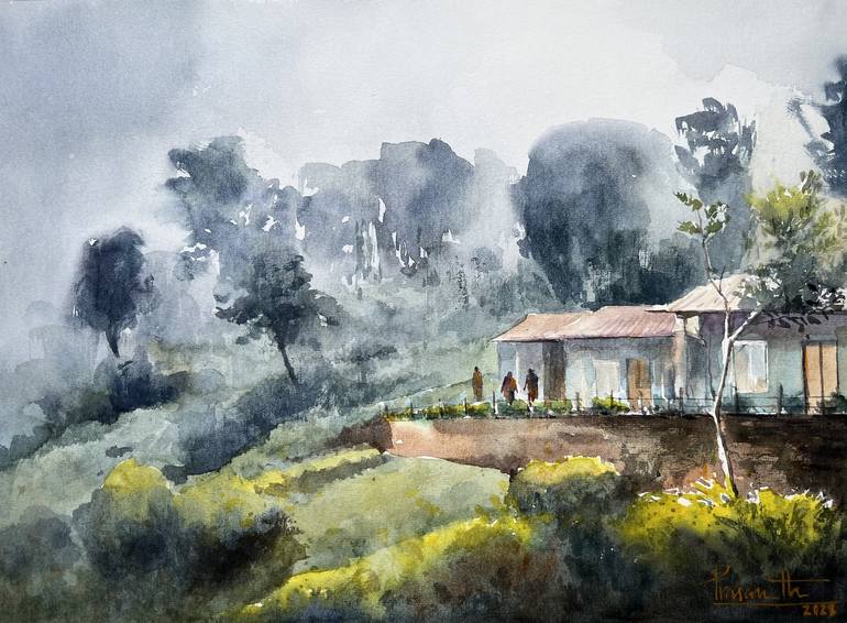 Original Art Deco Landscape Painting by Prasanth Kp