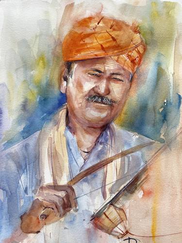 Rajasthani folk singer my travel painting thumb