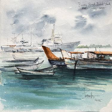 Original Art Deco Boat Paintings by Prasanth KP