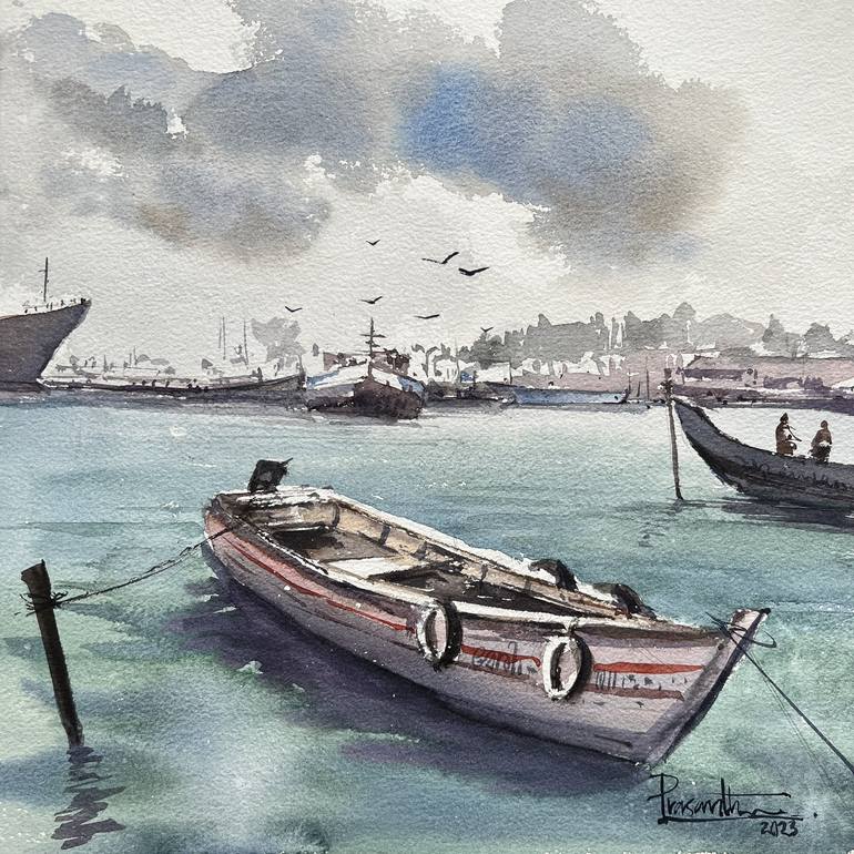 Print of Art Deco Boat Paintings by Prasanth Kp