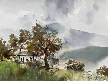 Beautiful mountain view from Nepal my live painting thumb