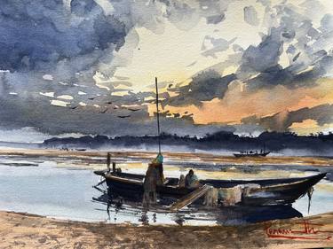 Impression of fishermen life and sunset thumb