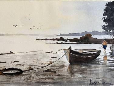 Original Art Deco Boat Paintings by Prasanth KP