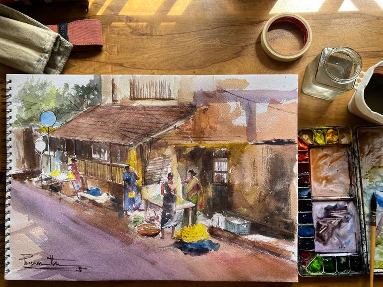 Original Art Deco People Painting by Prasanth Kp
