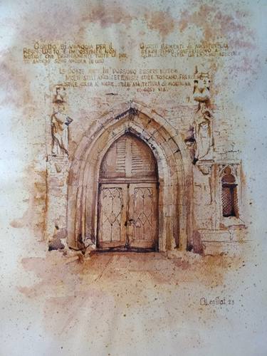 English abbey gate . 49.5 - 34.5 cm graphics, watercolor, ink thumb