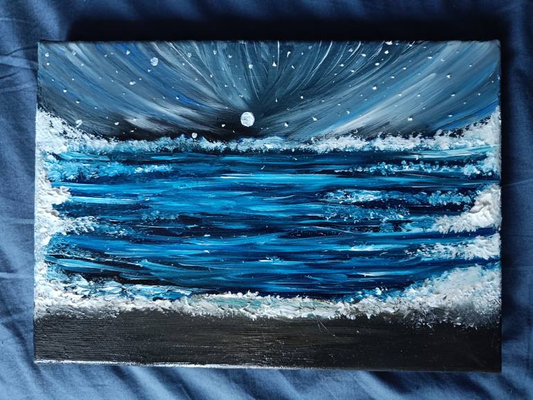 Original Abstract Expressionism Beach Painting by Anna Galilejeva