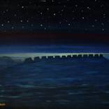 Chankillo Solar, on Board Acrylic mix Visible In The Dark, 50x70 cm by Farshad Sanaee The Apple