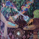 Adam & Eve, Acrylic Mix on canvas visible in the Dark 41x51cm by  by Farshad Sanaee The Apple