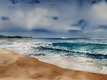 Print of Impressionism Beach Digital by Clara Beckwith