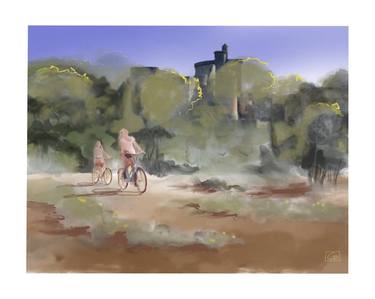 Print of Figurative Bicycle Paintings by Chesneau Philippe