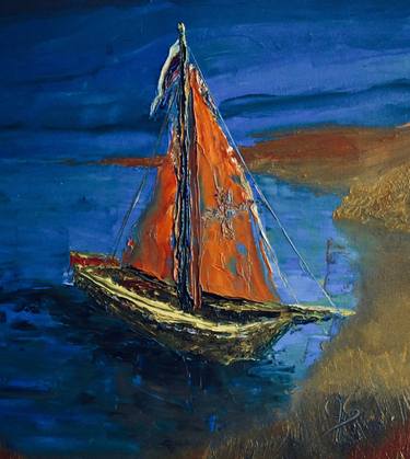 Original Abstract Boat Paintings by Jeffrey Shaberlin