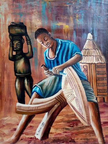 Original Rural life Paintings by Michael Sowah Abigi-Doo Okpoti