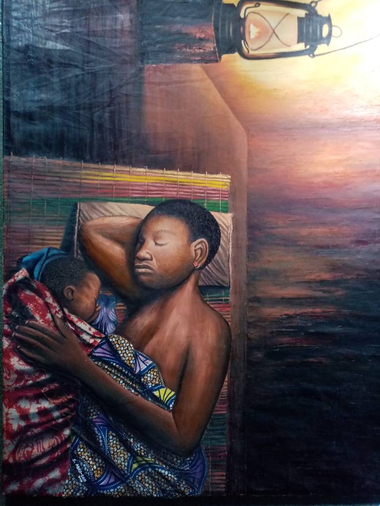 Original Family Painting by Michael Sowah Abigi-Doo Okpoti