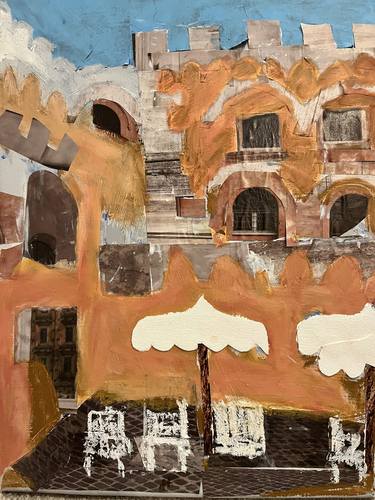 Original Abstract Expressionism Architecture Collage by Beatrice Iordache
