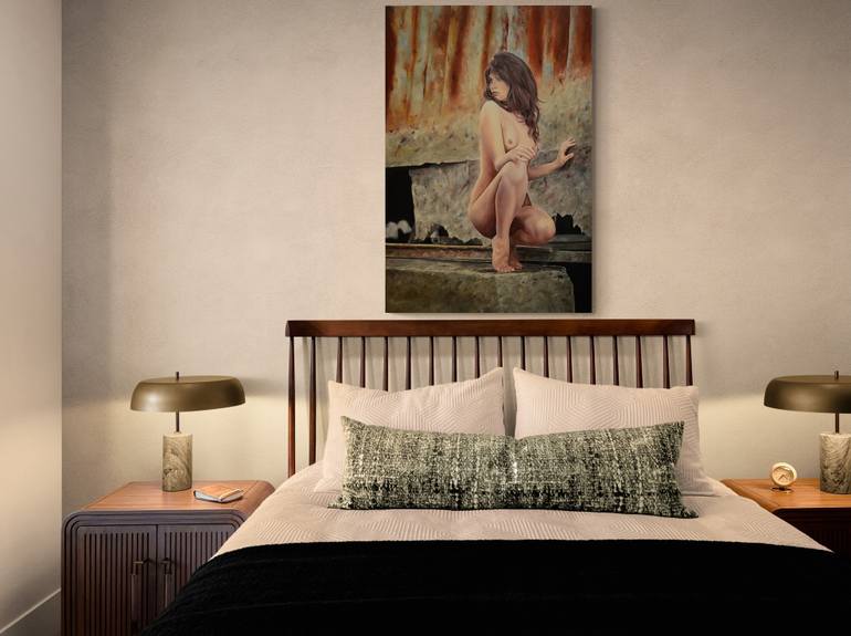 Original Figurative Nude Painting by Istvan Cene Gal