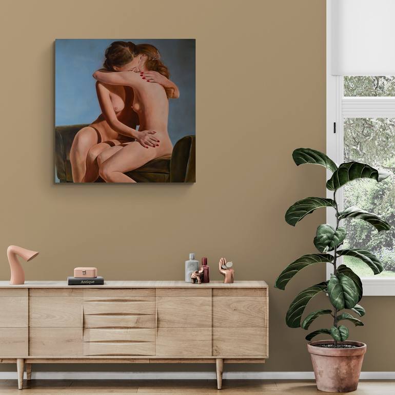 Original Realism Love Painting by Istvan Cene gal