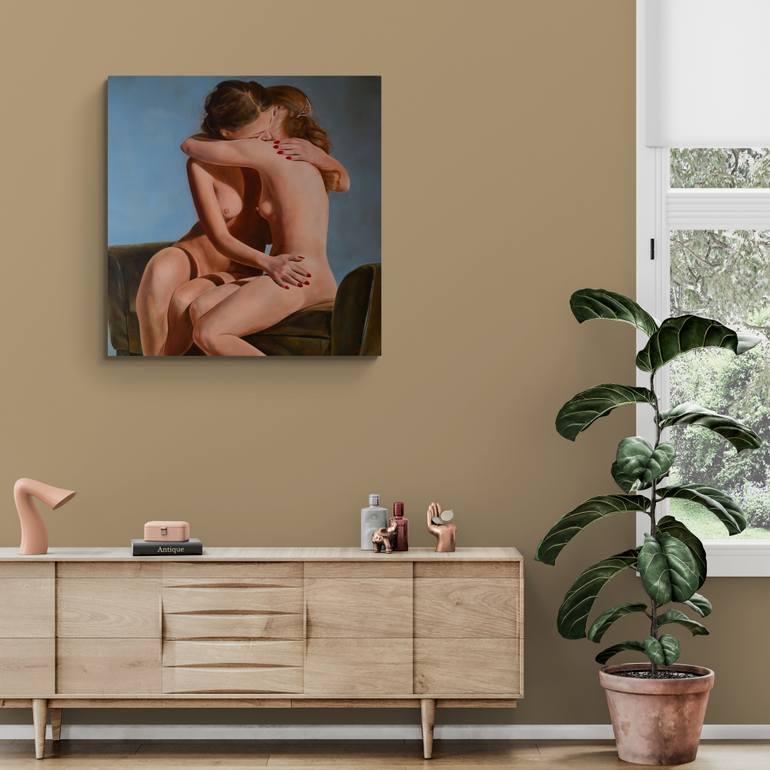 Original Figurative Love Painting by Istvan Cene Gal