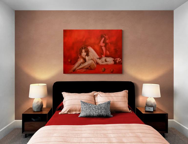 Original Realism Erotic Painting by Istvan Cene gal