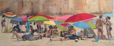 Original Figurative Beach Paintings by Karen Wride