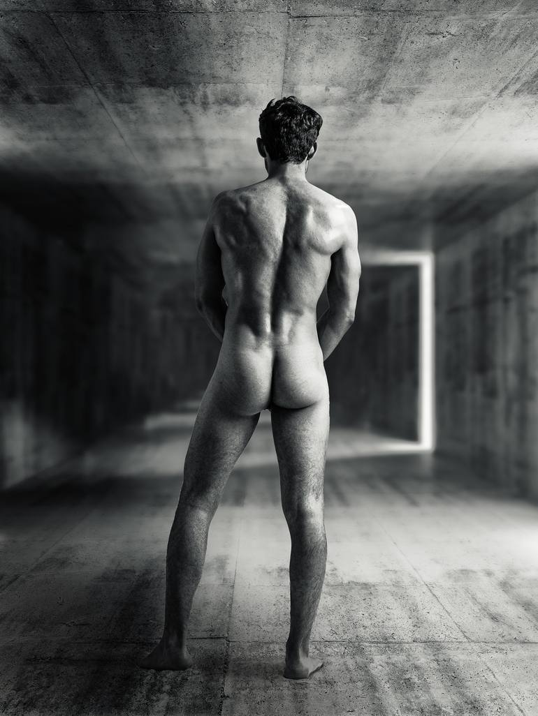 Naked man facing the unknown - male nude from behind Photography by Stefano  Mercurius | Saatchi Art