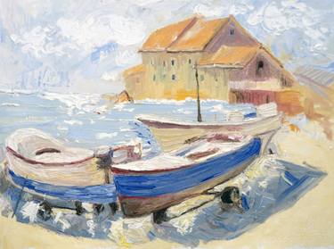 Original Impressionism Boat Paintings by Natalia Antonova