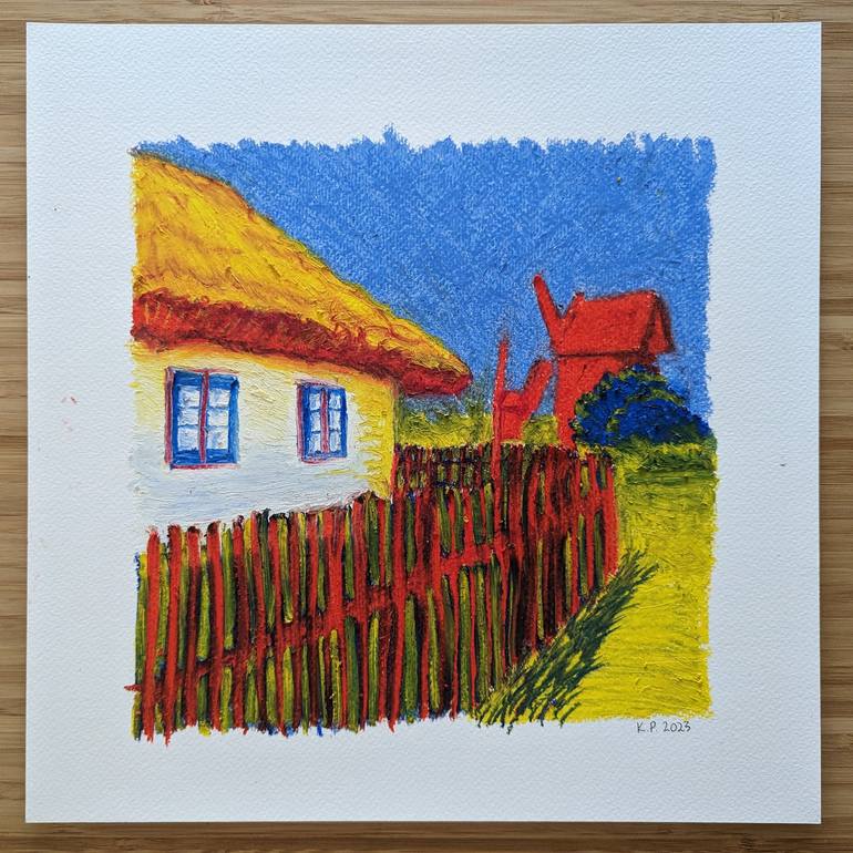 Original Fauvism Rural life Drawing by Katherine Pieniazek