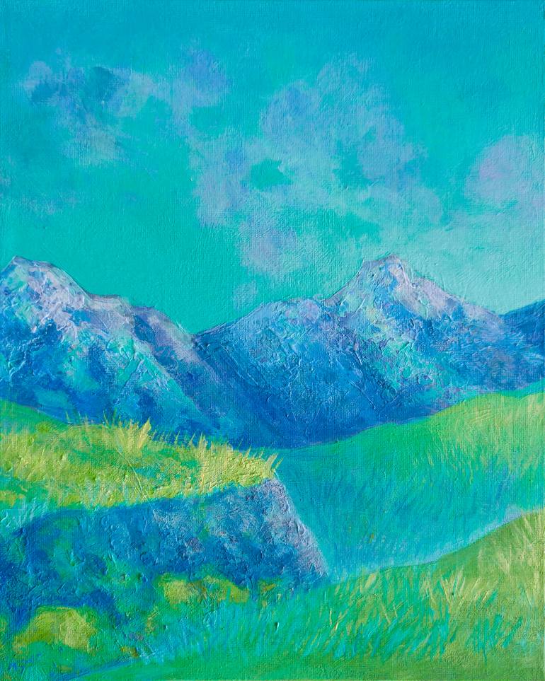Original Abstract Mountain Painting by Katherine Pieniazek