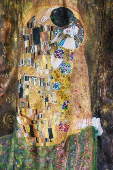 ‘The Kiss’ by Klimt; Long Denim Jacket thumb