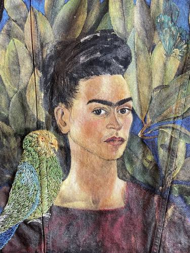 Frida Kahlo ‘Self-Portrait with Bonito’ Jean Jacket thumb