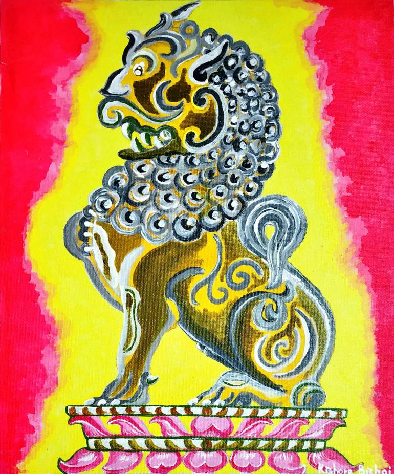 Original Abstract Expressionism Animal Painting by Kishore Bishoi