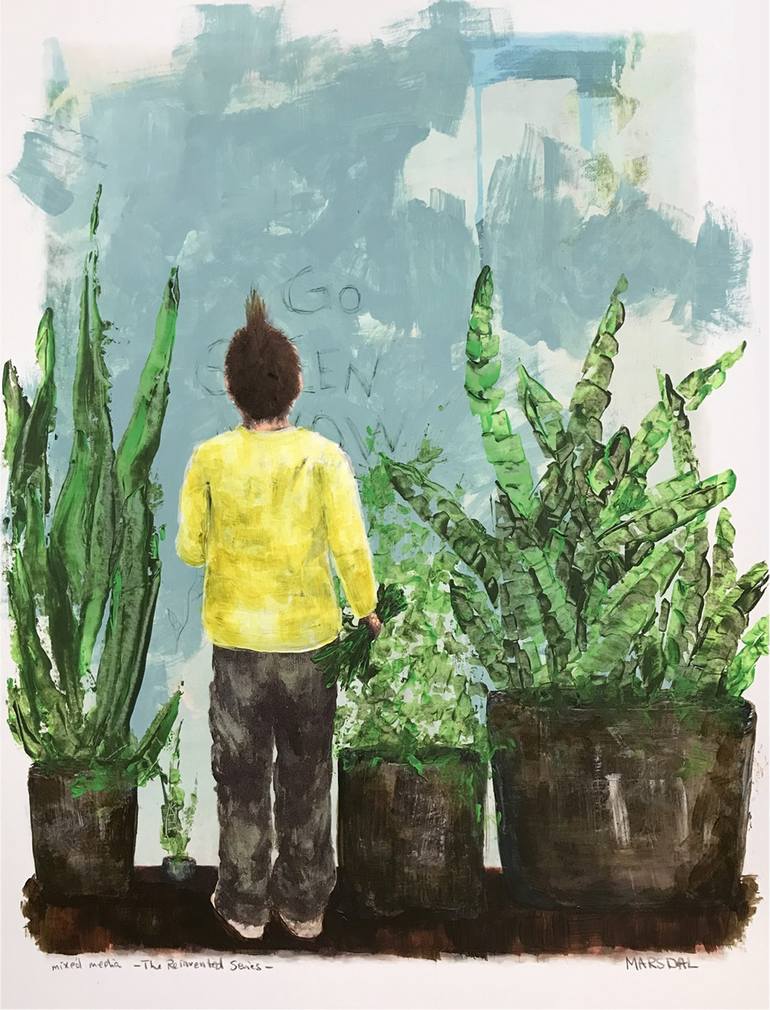 Original Street Art Botanic Mixed Media by Line Marsdal
