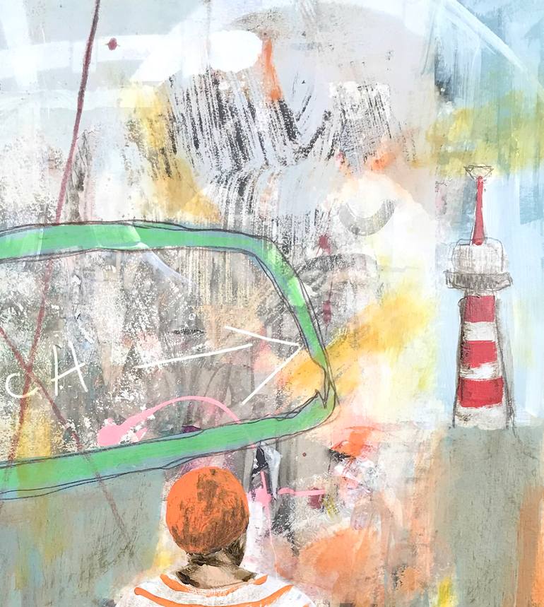 Original Street Art Beach Mixed Media by Line Marsdal