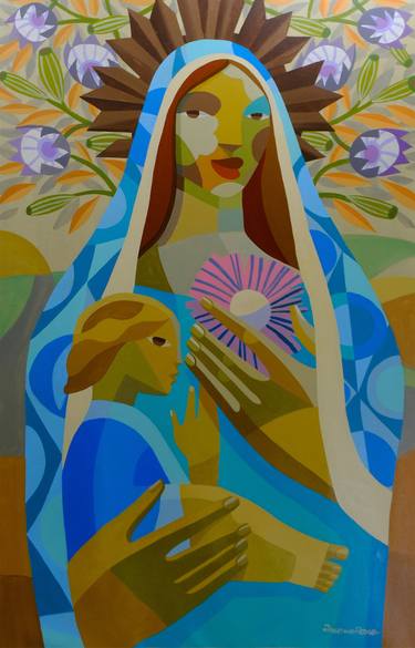 Original Cubism Religious Paintings by ROGERIO PEDRO
