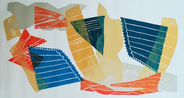 Original Abstract Sailboat Printmaking by Marlis G Schill