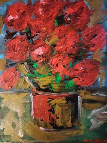 Original Abstract Expressionism Floral Paintings by Marina Zancu