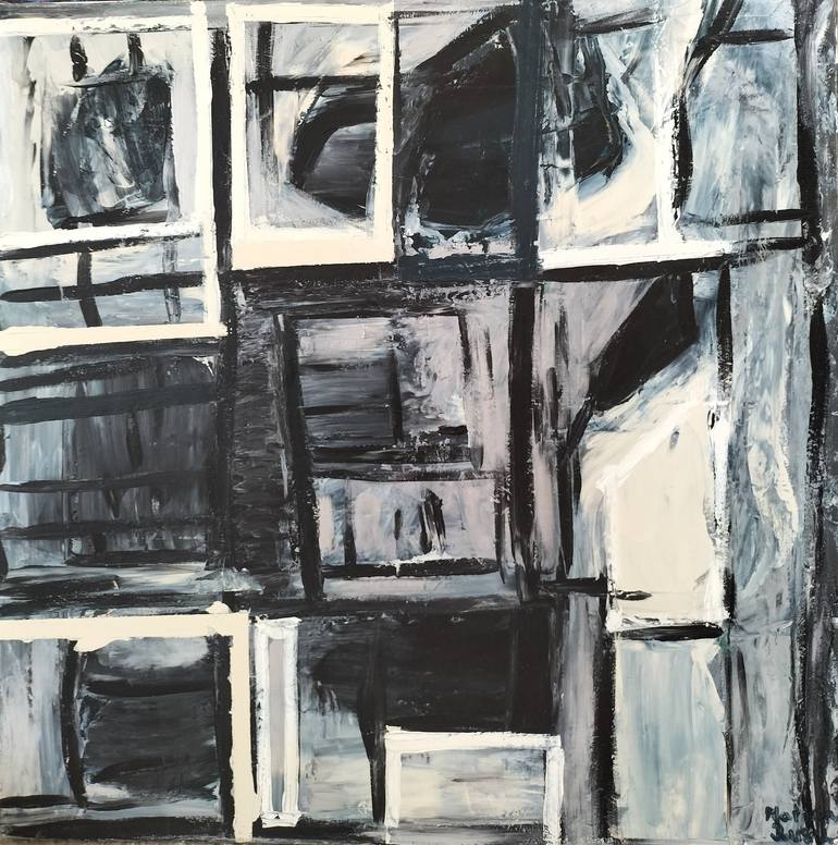 Original Time Painting by Marina Zancu  Abstract Expressionism Art on Canvas  Time windows
