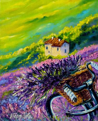 Original Impressionism Bicycle Paintings by Oksana Gordijko