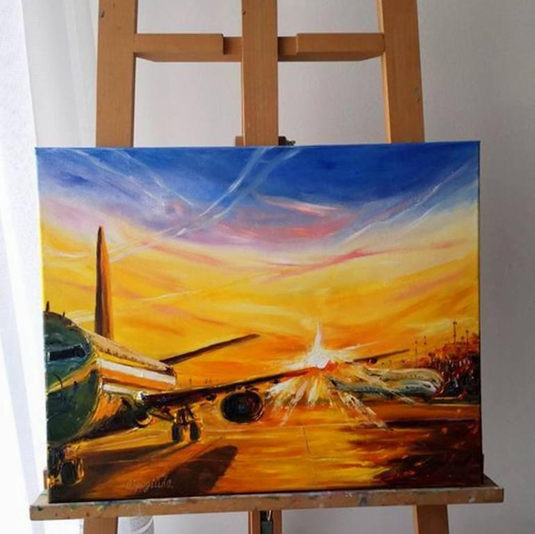Original Contemporary Transportation Painting by Oksana Gordijko