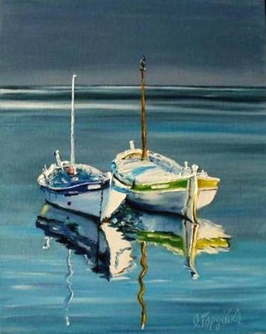 Original Impressionism Boat Paintings by Oksana Gordijko