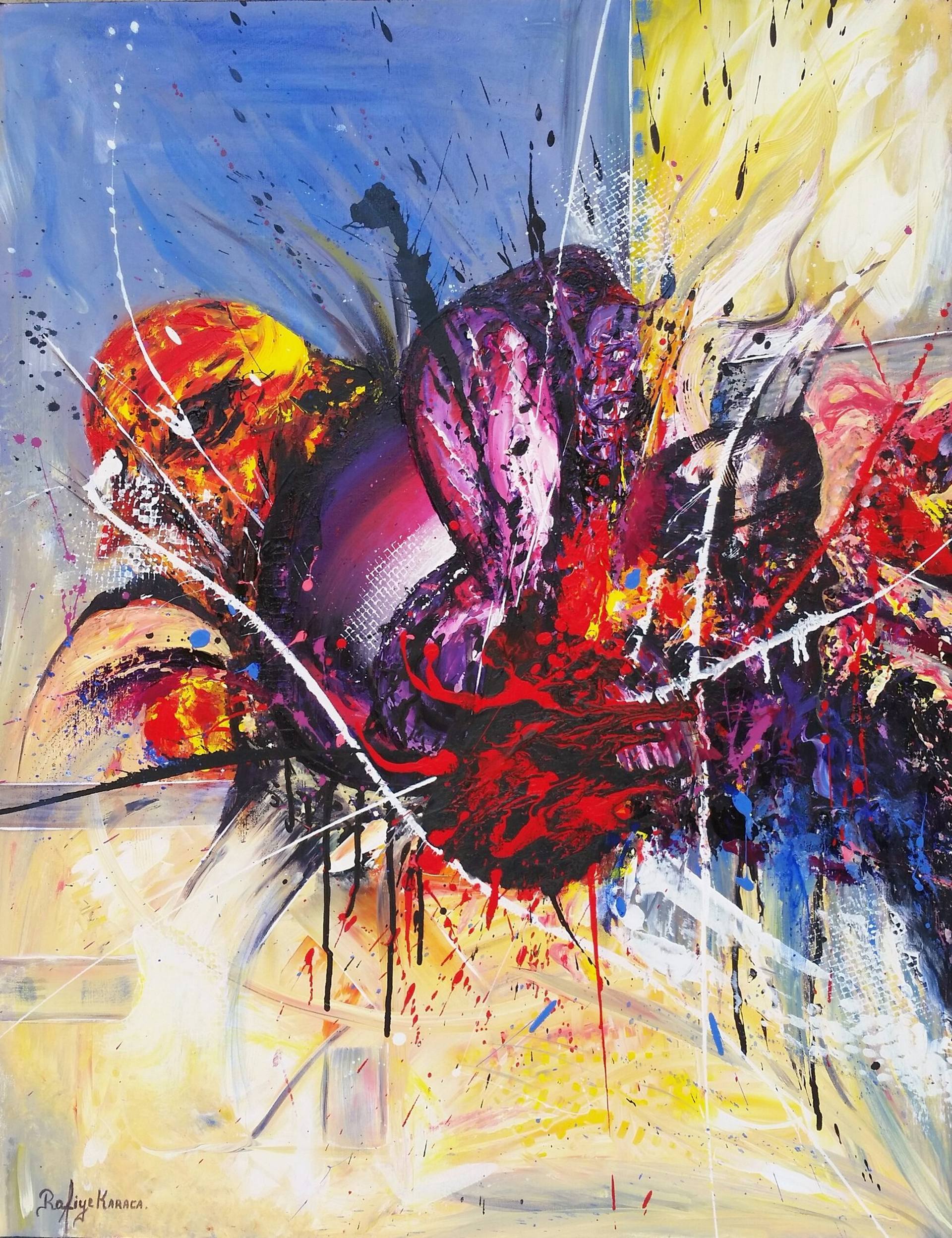 Renklerin Coşkusu 90*70 Tuval Üstüne Akrilik Boya Painting by