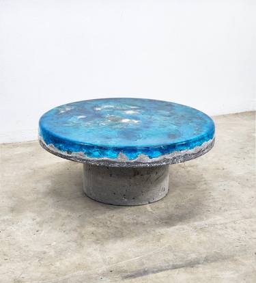 Terra Forma Coffee Table Aquamarine Resin and Concrete thumb