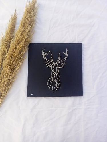 "Ethereal Elegance: Embroidered Gazelle on a Noir Canvas" thumb