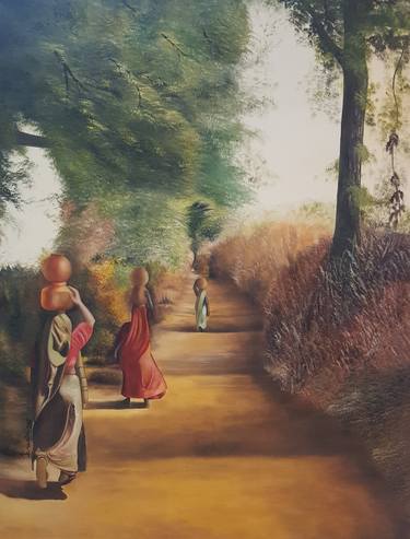 Print of Realism Rural life Paintings by Janakiraman B