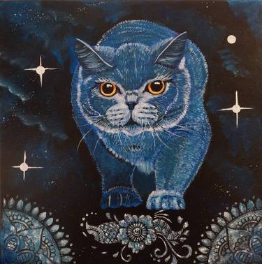 Mystic cat 2 Acrylbild mit struktur paste thumb