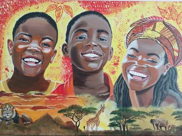 African children: stories in smiles. Acrylic on stretched canvas thumb