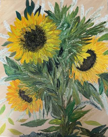 Original Color Field Painting Floral Painting by Mariam Grek