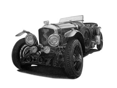 Original Documentary Automobile Drawings by Gabriel López