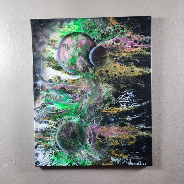 Original Abstract Outer Space Painting by Marilyn Curtis