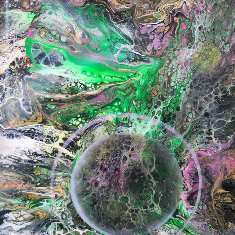 Original Abstract Outer Space Painting by Marilyn Curtis