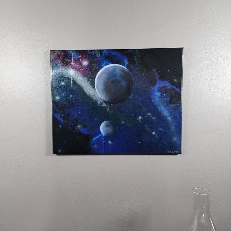 Original Abstract Outer Space Painting by Marilyn Curtis